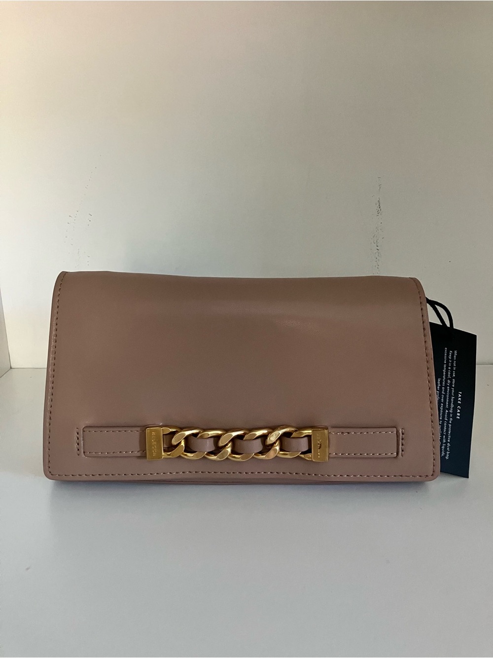 Rebecca Minkoff Leather Chain-Accent Shoulder Bag in Tan